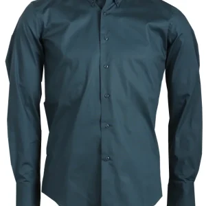 Camicia classica da uomo in cotone elasticizzato button down