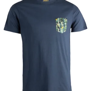T-shirt tinta unita con taschino fantasia in contrasto