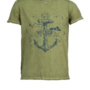 T-Shirt puro cotone taglio al vivo Left verde foglia