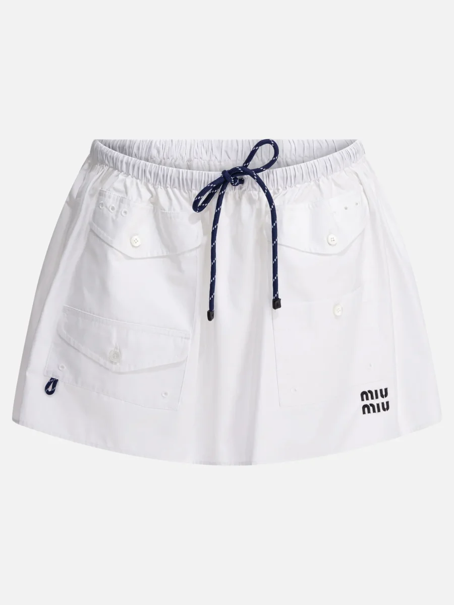 Mini gonna in popeline con logo