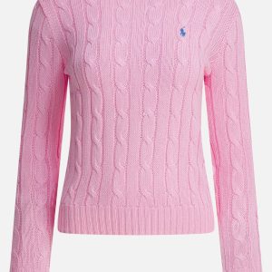 Maglione girocollo a trecce con logo